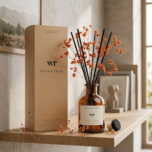 WEALD TRIBE Flower Reed Diffuser Set Neroli Scent for Bathroom Accessories Shelf Decor & Air Fresheners, Sticks