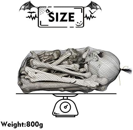 MOKRY PARTY Bag of Bones Halloween Life Size Skeleton Skull for Decoration and Spooky Graveyard 28 PCS