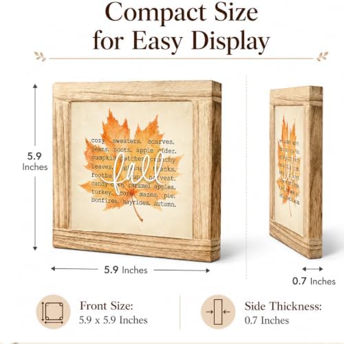 Fall Wood Sign, Cozy Autumn Maple Leaf Tabletop Decor for Farmhouse Home