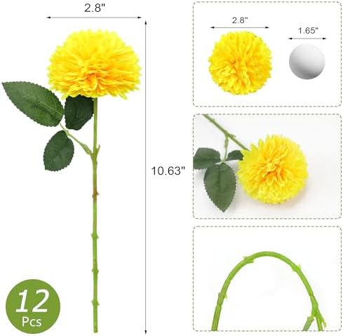 SITUMEIZI 12 Pcs Colorful Artificial Chrysanthemum Flowers, Fake Mums