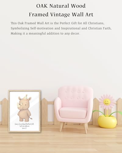 KensTro 12x16 Oak Framed James 1:17 Scripture Wall Art