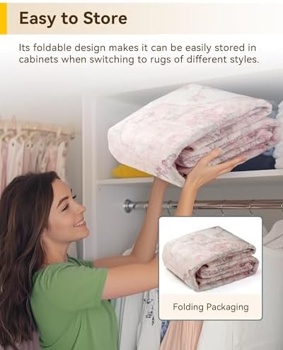 RELEANY Washable Area Rug, Square 8'x8', Pink