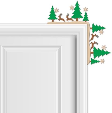 Morningro 4 Pcs Christmas Themed Door Frame Topper Metal Wall Art