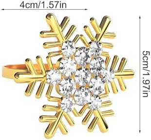 Christmas Napkin Rings Set of 6, Metal Winter Gold Snowflake Napkin Holders Wedding Dinner Parties Home Table Decors Winter Decorations Christmas Decors