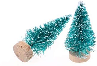 60 Pcs Mini Christmas Trees DIY Xmas Bottle Brush Miniature Sisal Snow Frost Fir Small Artificial Tabletop With Wooden Bases for Micro Scenery Landscape Christmas Party Decor