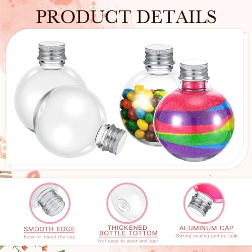 FoldTier 48 Pcs Plastic Potion Bottles with Caps,Silver,Aluminum Cap
