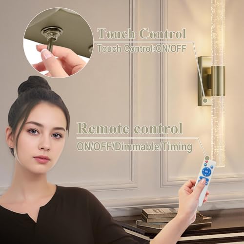 camuucci Battery Operated Wall Sconces Set of 2, Rechargeable Wall Lights