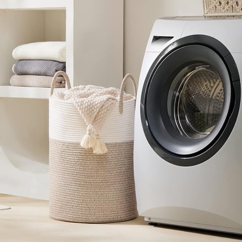YOUDENOVA Cotton Rope Laundry Hamper Basket, 72L Blanket Basket for Bedroom