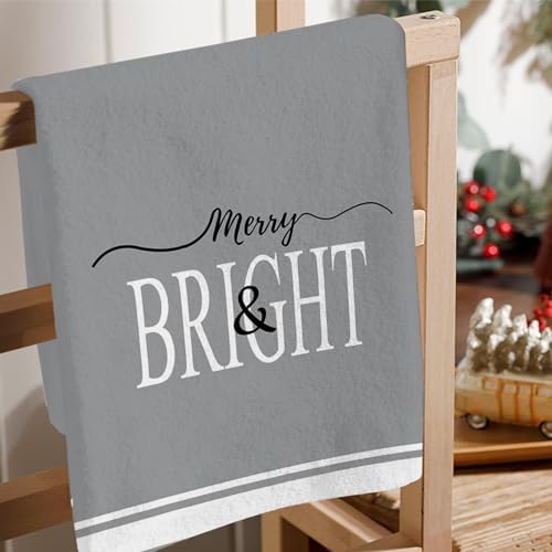 JOOCAR Christmas Snowflake Kitchen Towels Grey Snowflake Dish Towels Set of 2, 16x27 Inch Seasonal Winter Holiday Decor Drying Dishcloth, Chrismtas Decoration Hand Towels for Bathroom Kitchen