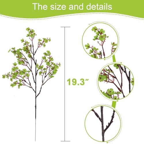 Hananona 10 Pcs Babys Breath Green Flowers Artificial Gypsophila Flowers St. Patrick's Day Fake Silk Flowers for Home Decor Spring Floral Arrangement Table Centerpieces