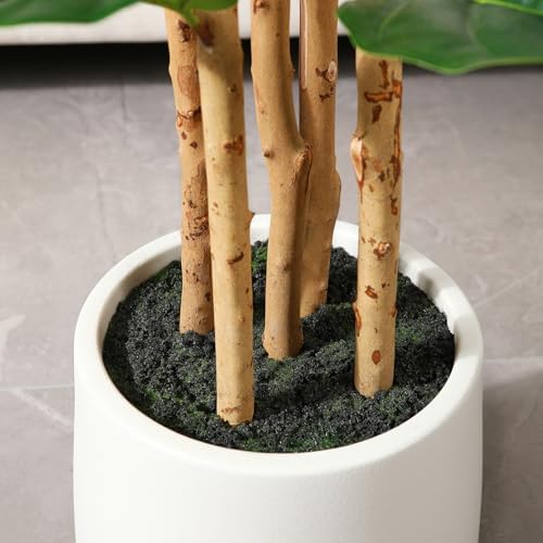 7FT Artificial Fiddle Leaf Fig Tree with White Planter for Home Decor