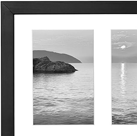 Collage Picture Frame / Black / 8 x 16 / 4 x 6 / Three Photos