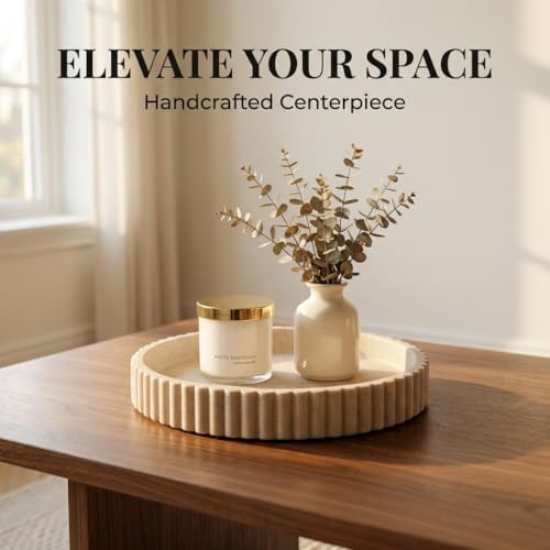 OAKOA Round Decorative Tray Coffee Table Tray - Resin Circle Tray Decor