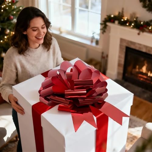 Big Car Bow, 16 Inch Huge Red Bow for Car Bike Gift Birthday House Decor
