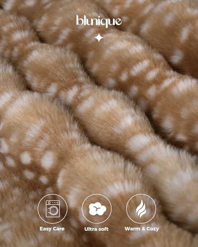 Ultra Soft Cozy Faux Fur Throw Blanket, Fuzzy Plush Thick Bubble Blanket, Oversize Luxury Fluffy Blanket for Couch