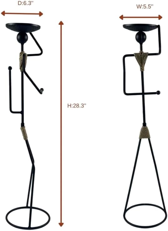 GRANDMIX Funny Standing Toilet Paper Holder with Metal Figurine | Freestanding Bathroom Organizer with Tray for Plant