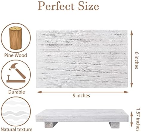 Wood Bathroom Tray Farmhouse Decor Kitchen Soap Holder, 9"x6" White