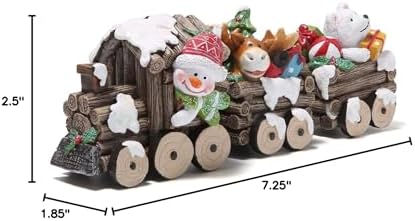 Hodao Christmas Train Decorations Indoor Wood Style Resin Figurine