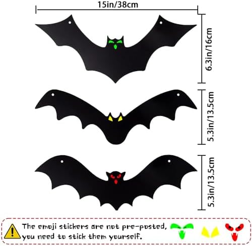 18Pcs Hanging Bats Halloween Decorations Outside Large Bat Outdoor Decor
