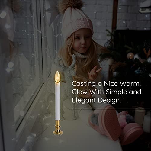 Electric Christmas Window Candle Lamp - 6-Pack | Brass-Plated Base with LED Bulbs | Dusk-to-Dawn Auto Sensor | Turns On in Dark, Off in Light | Ready to Use!