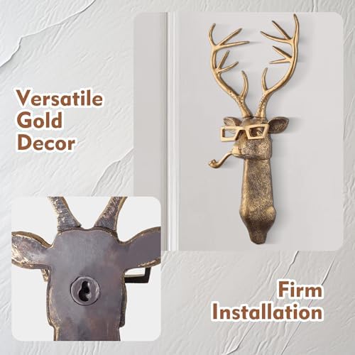 UITWMKTG Gold Animal Head Wall Decor Set of 5 - Deer, Rabbit, Mouse, Bear, Fox Wall Sculptures, Modern Wall Art for