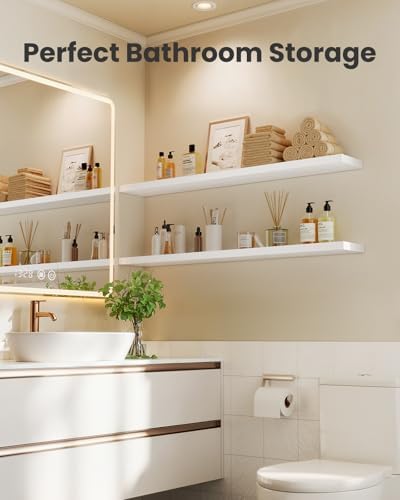Amada 35.4" Floating Shelves for Wall Decor & Storage, Set of 3, White
