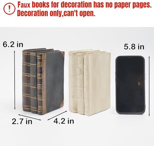 Decorative Books Coffee Table Books Decor - Resin Retro Classical Fake Decorative Books Set of 3 for Living Room, Office, Mantle Shelves Decor 4.2 * 2.7 * 6.2 Inch Guichifun