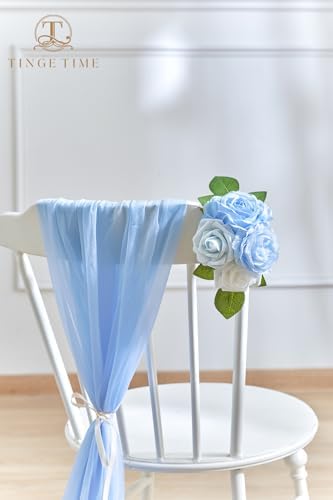 TINGE TIME 23pcs Artificial Wedding Flower Combo, Rose Peony Light Blue