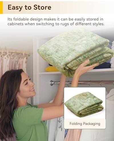 RELEANY Washable Area Rug, 7'x9', Green/Yellow