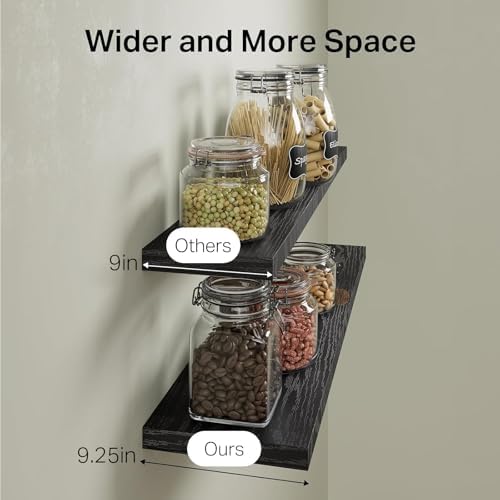 BAYKA Black Floating Shelves 35.4in, Set of 2, Wall Mounted for Wall Decor