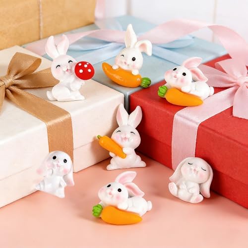 Easter Mini Bunny Decorations, Resin Rabbit with Carrot Vase Fillers, 50 Pieces, 1.57x1.2 inches,for Centerpieces Table Decorations,Table Scatters (Orange)