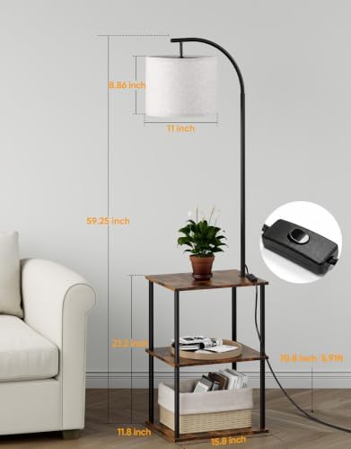Floor Lamp with Table 2-Pack, Nightstands End Side Table for Living Room
