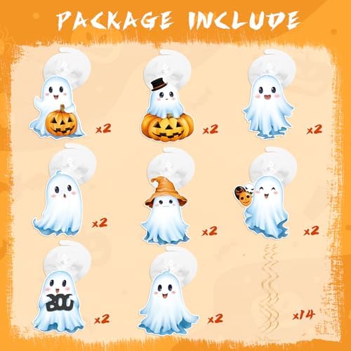 FRIDAY NIGHT 30Pcs Cute Ghost Halloween Hanging Swirls