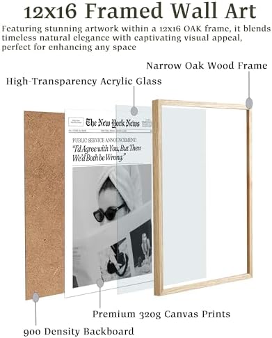 EcoHest 12x16 in Cool Girl Newspaper Framed Wall Art for Bedroom