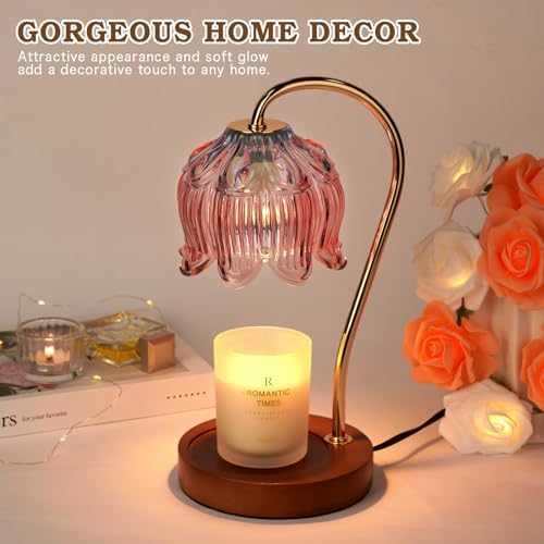 Funistree Flower Candle Warmer Lamp with Timer, Dimmable Candle Lamp Warmer, Christmas Birthday Gifts for Women Mom