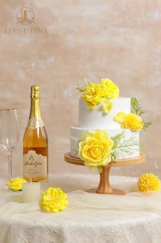TINGE TIME 23pcs Artificial Wedding Flower Combo, Rose Pompon Mums Yellow