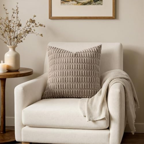 MIULEE Euro Sham Decorative Throw Pillow Covers 26x26 Light Brown Pack of 2