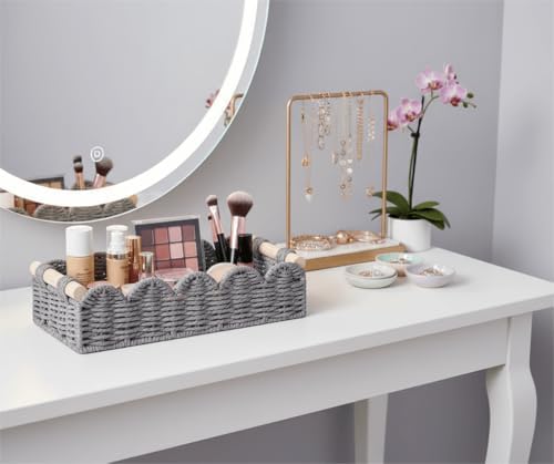 CubesLand Toilet Paper Storage Basket Organizer, Small Wicker Decor Basket