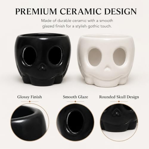 Halloween Decorations Indoor - Skull Candle Holder Set for Home Table Decor