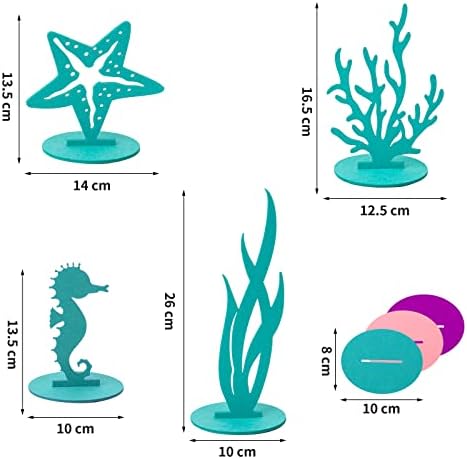 SUNBEAUTY 20Pcs Mermaid Party Decoration DIY Felt Under The Sea Table Centerpiece Ocean Theme Seahorse Starfish Seaweed Birthday Baby Shower Little Mermaid Girl Birthday Party Supplies