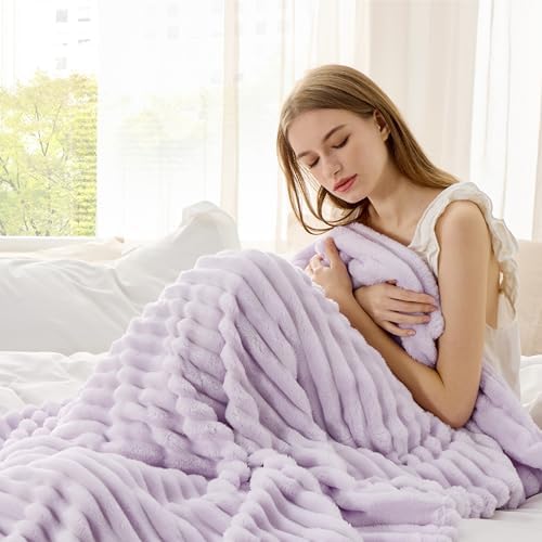 Bedsure Soft Twin XL Blanket for Bed Dorm Lavender Fog 66"x90"