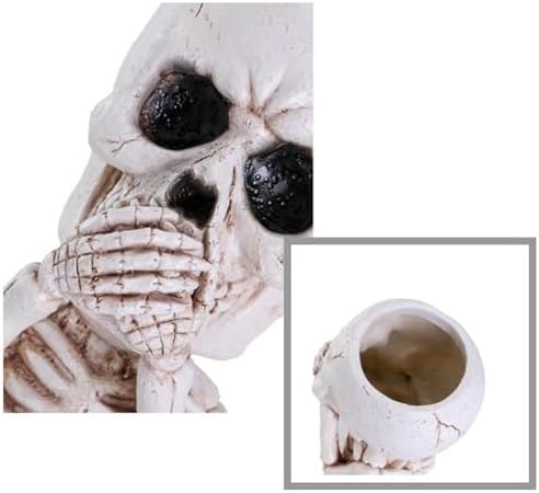 JOYO Halloween Planter Pot Decor - Skeleton Flower Planter Pot,Pumpkin Bucket Vase,Cute Skull Bucket Vase,Skull Candy Bowl Gothic Ornaments for Home Indoor Outdoor Garden (02 Cute Skull)
