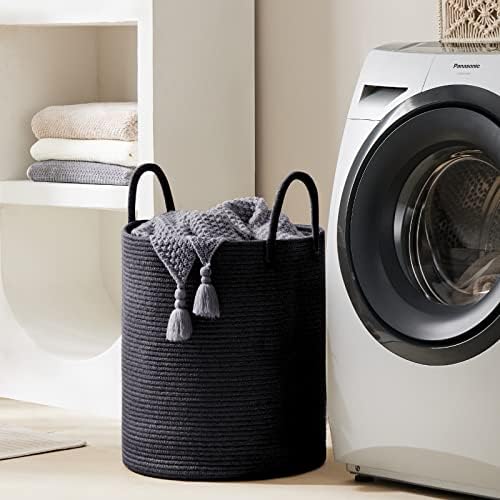 YOUDENOVA Woven Rope Laundry Hamper Basket, 72L Blanket Basket for Nursery