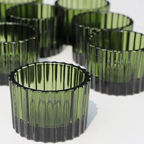 VOHO Green Tealight Candle Holder Set of 12, Glass Votive Candle Holders