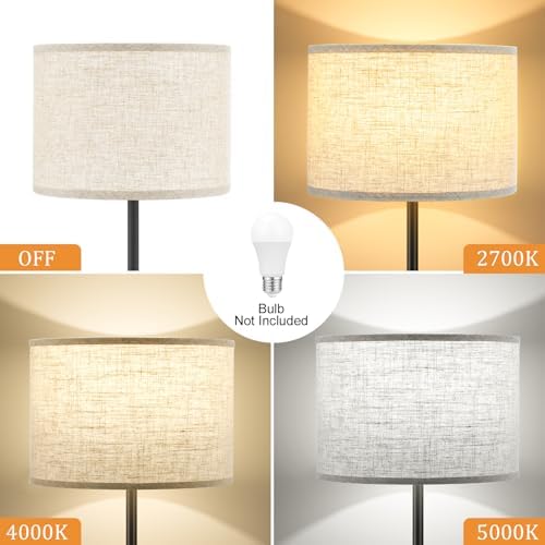 Ambimall 60'' Modern Floor Lamp with Shade, Tall Lamps for Living Room, Bedroom, Office, Dining Room, Beige Shade with