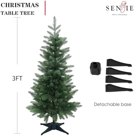 3FT Artificial Small Christmas Tree Realistic Mini PE Decor