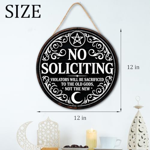 Gothic Gifts No Soliciting Sign for House Front Door, Witchy Gift No Soliciting Sign for Halloween