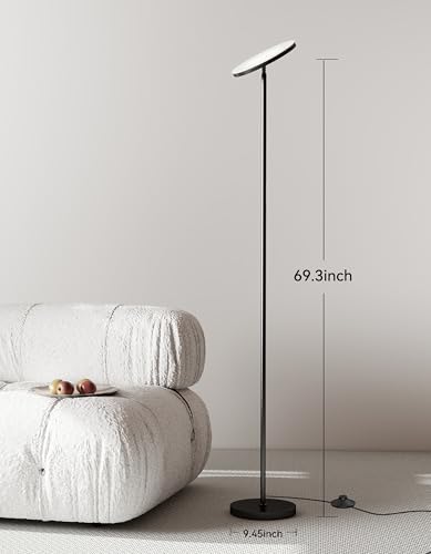 JOOFO LED Floor Lamp for Living Room, Torchiere Lamp with Compact Remote
