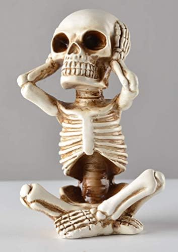 JORAE Skeletons Statue Hear See Speak No Evil Halloween Skull Decor 4.8 "H