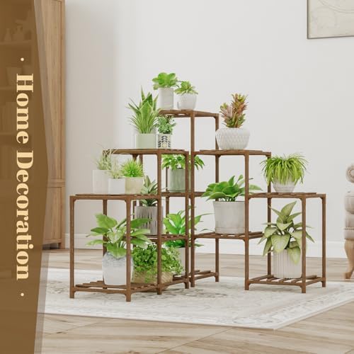 Bamworld Plant Stand Indoor Outdoor Corner Shelf 11 Potted Large Holder